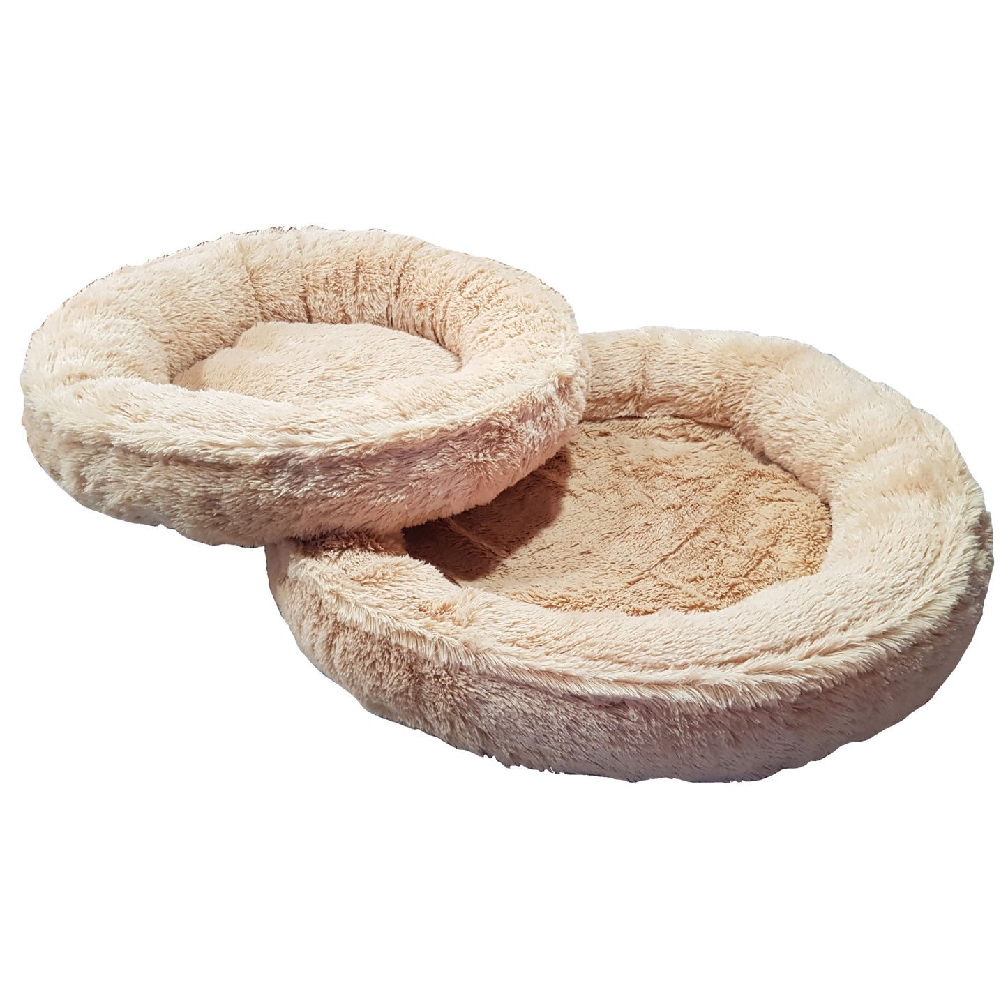 Cobalt Pets Luxurious Shaggy Cat Donut Bed - Camel
