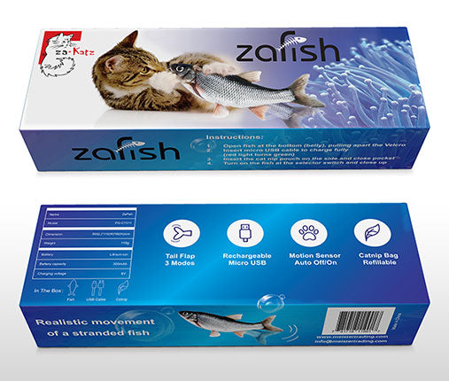zaFish Touch Activated Interactive Flopping Mackerel Fish Cat Toy