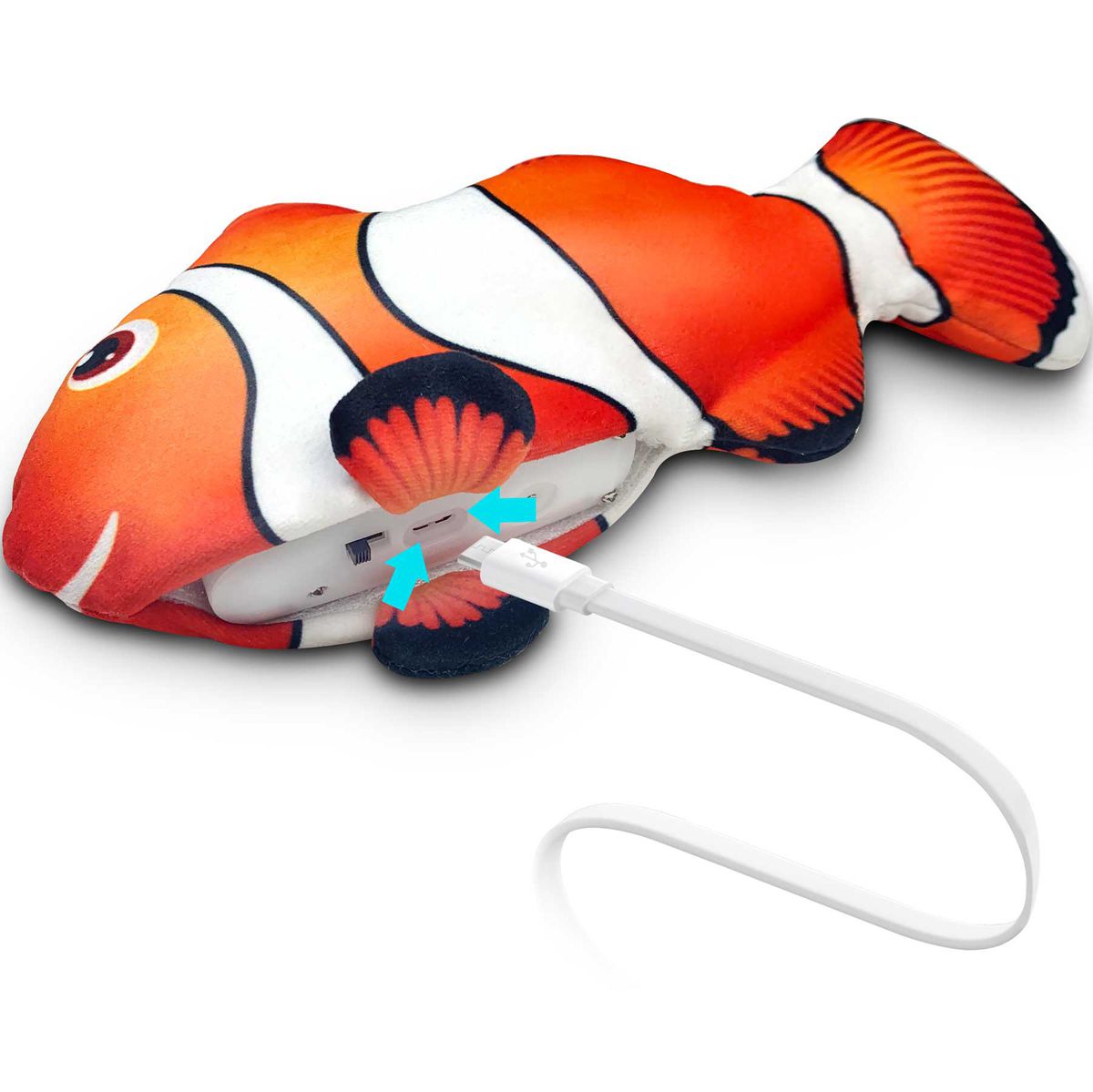 zaFish Touch Activated Interactive Flopping Clown Fish Cat Toy