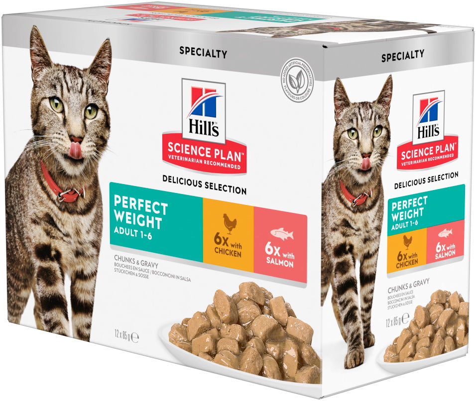 Hill's Science Plan™ Adult Perfect Weight Cat Food Pouches - Chicken & Salmon Multi-pack 12x 85g