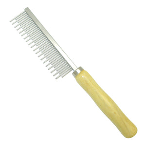 Metal Medium Comb with Wooden Handle