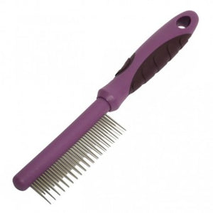 Rosewood - Metal Salon Grooming Moulting Comb with Rubber Handle