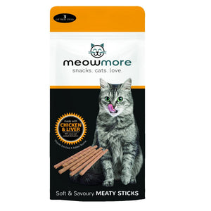 Meow More - Chicken & Liver Cat Treat - 3 Sticks, 15g