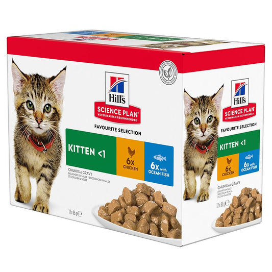 Hill's Science Plan™ Kitten Food Pouches - Chicken and Ocean Fish Multi-pack 12x 85g