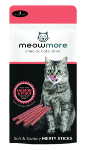 Meow More - Salmon & Trout Cat Treat - 3 Sticks, 15g