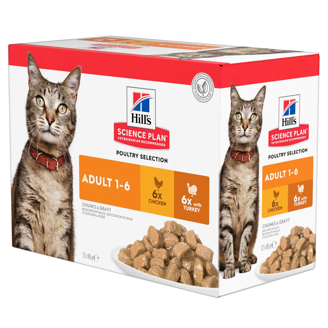 Hill's Science Plan™ Adult Cat Food Pouches - Chicken & Turkey Multi-pack 12x 85g